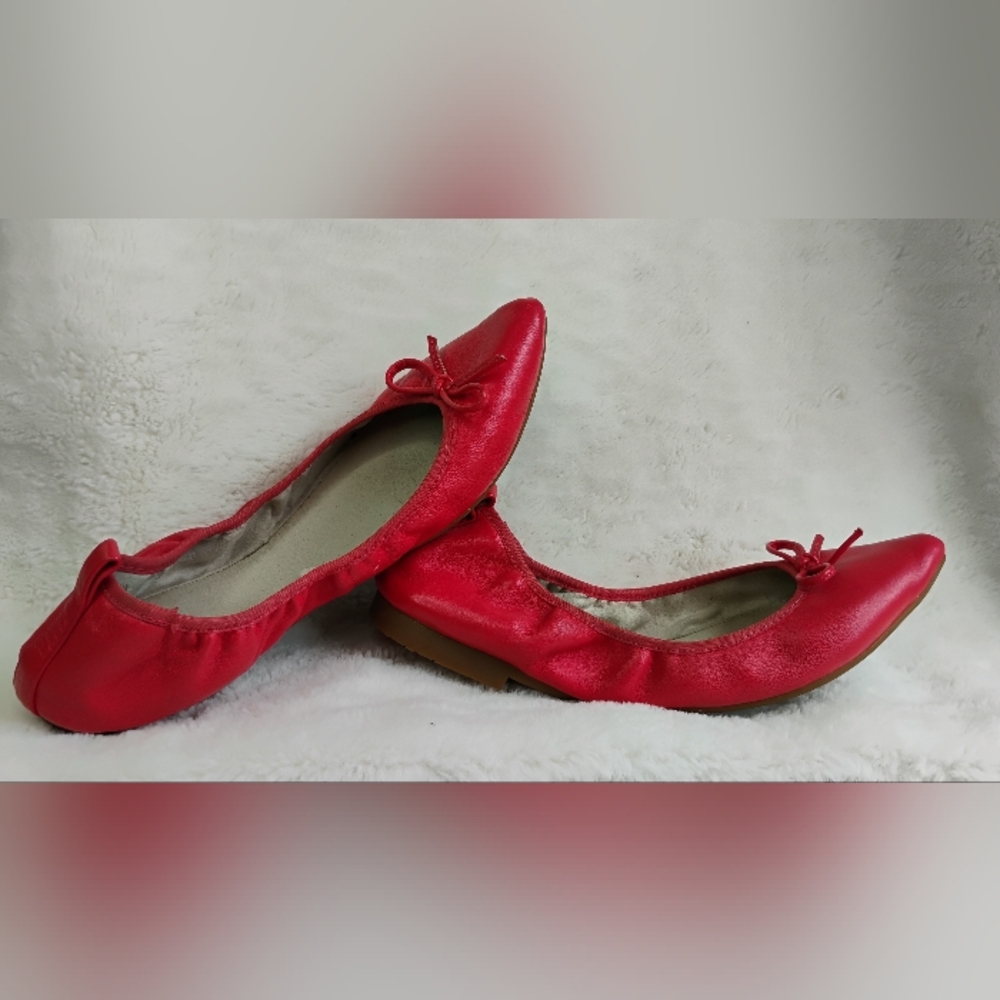 Leather ABUSA Ballet Flat Shoes Loafers Woman Sz 8.5" Salmon Color Point Toes